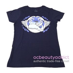 Upper Playground Rabbit Riding Whale Navy Tee NEW